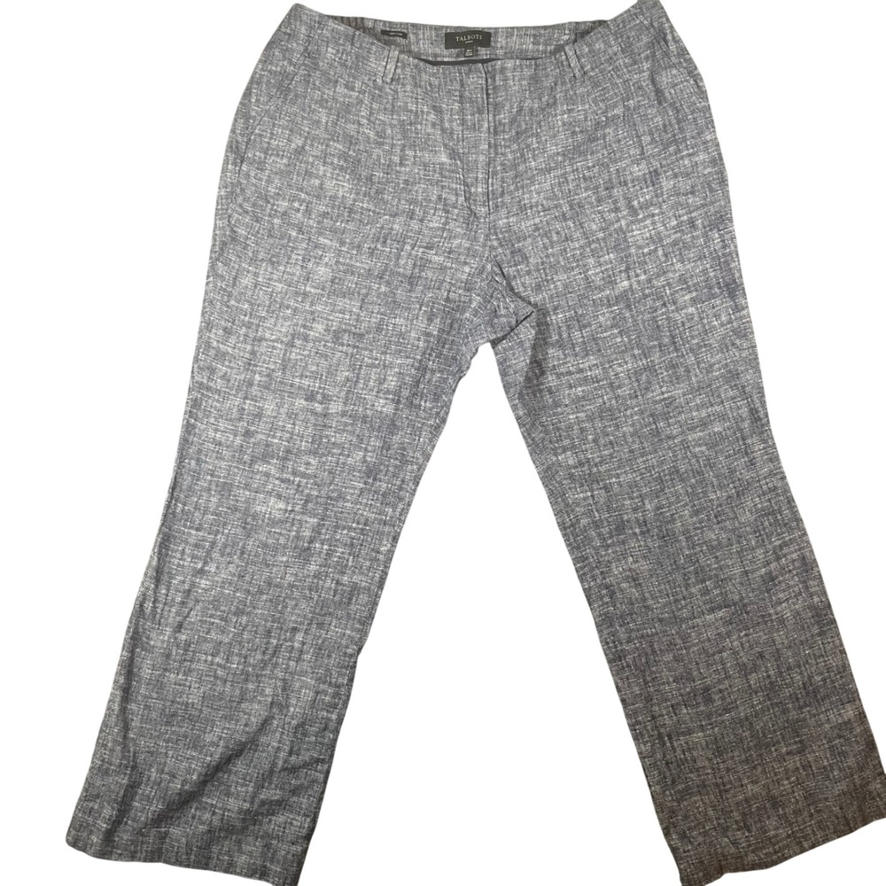 Talbots Heritage Woman Blue Slub Straight Leg Pants Size 18W Linen Blend